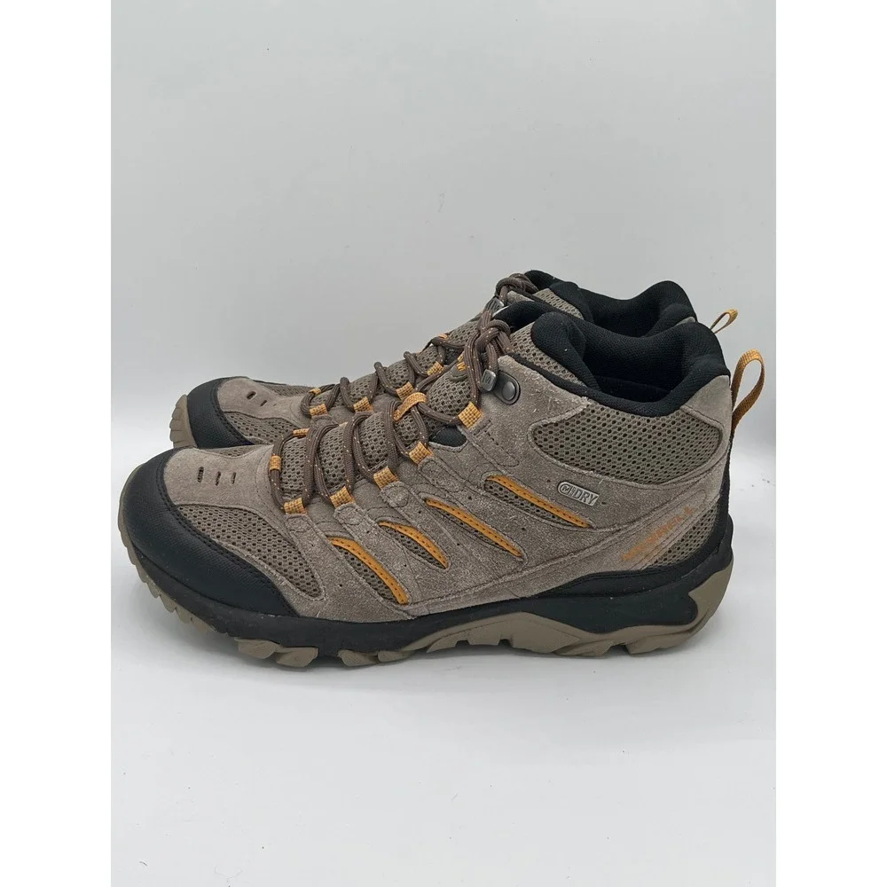 Merrell Alverstone Mid Waterproof Hiking Boots Men Sz 9 Boulder Orange J09559